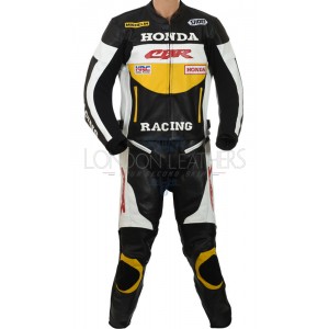 Honda CBR YELLOW Motorbike Racing Leathers Suit